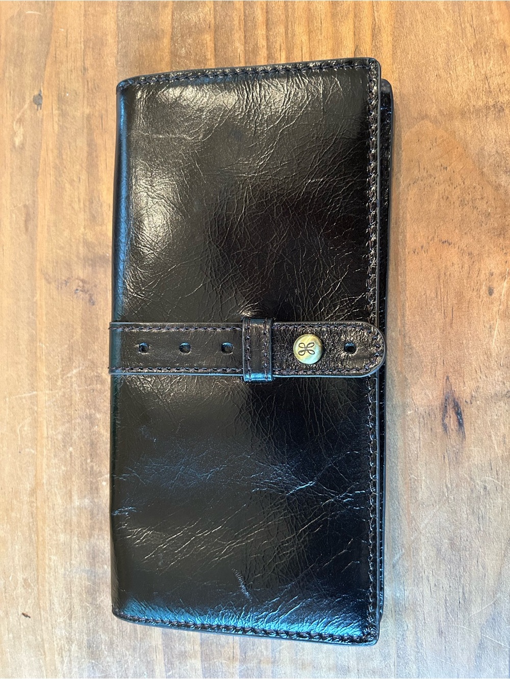 HOBO Black Leather Snap Wallet